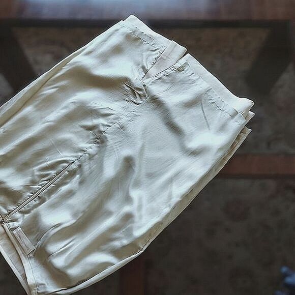Vtg Dana Buchman cream silk high waisted below knee pencil skirt - Picture 8 of 14
